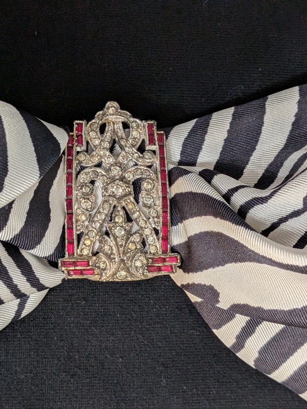Vintage 1930s Art Deco Silver Tone Dress Clip Brooch Statement Piece